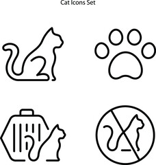 cat line icon set on white background. cat icon simple and modern for app, UI, web