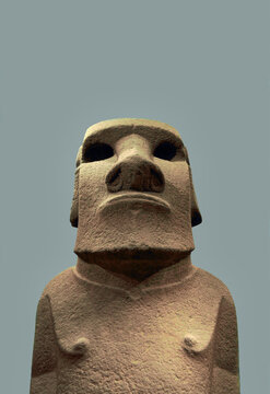 Easter Island (Rapa Nui) moai stone statue of Hoa Hakananai&rsquo;a now in the British Museum. Carved from flow lava. Dates from approx. 1200 AD