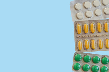 pills in package isolated, background of medicine, drugs, antibiotics
