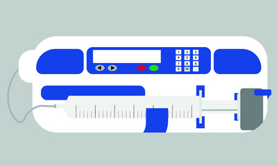 Infusion pump illustration. Syringe pump illustration for Intravenous infusion (IV) - obrazy, fototapety, plakaty