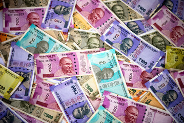 Various Indian paper currency background