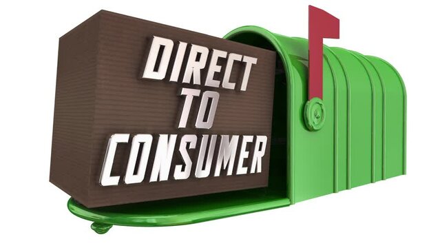 Direct to Consumer Buy Product Seller Deliver Package Mailbox Box 3d Animation