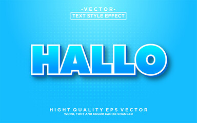 Editable text style effect Hallo color blue