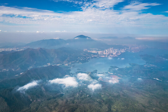 Wide Angle Aerial View Of Yantian District, Shenzhen