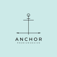 Simple Anchor Boat Ship Nautical Line Art Logo Vector Illustration Template Icon