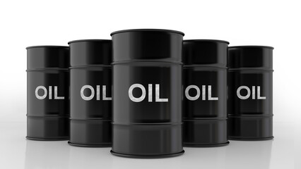 Lots of oil tanks on a white background ,world energy business ,3d rendering