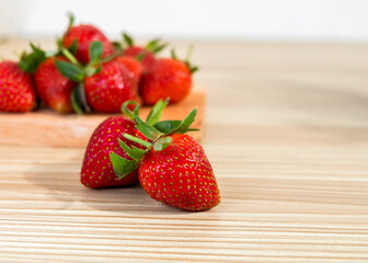 Strawberries on a Wooden Table