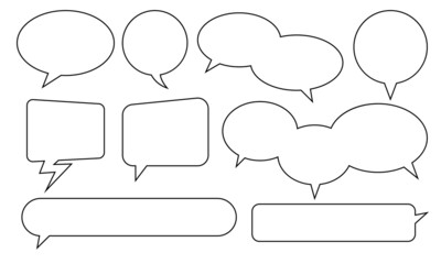 Outlined blank chat bubble set. Suitable for design element of communication label, information chat bubble, and text message balloon template.