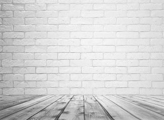 gray interior with brick wall