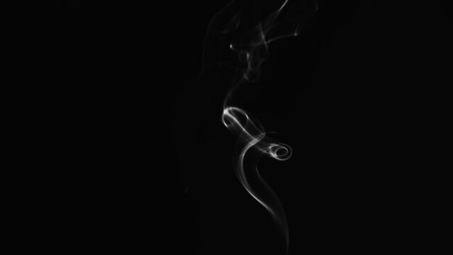 Realistic cloud smoke with streamline pattern. Abstract black and white smoke on dark background in slow motion.