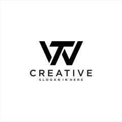 creative tw logo design, wt letter vector template