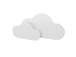 Two white clouds one color on a white flat background. Minimalistic design object. 3d rendering icon ui ux interface element.