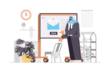 businessman sending or receiving letters email inbox message notification new unread mail business communication