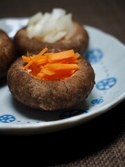 신선한 유기농 표고버섯과 채소