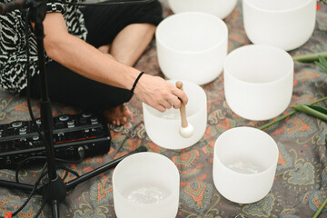 Sound healing with crystal bowls in the jungle 