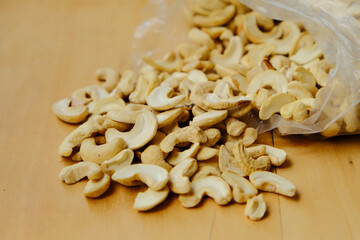 Cashew nuts on a table