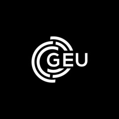 Obraz premium GEU letter logo design on black background. GEU creative initials letter logo concept. GEU letter design.