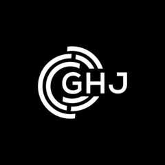 Obraz premium GHJ letter logo design on black background. GHJ creative initials letter logo concept. GHJ letter design.