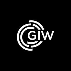 Obraz premium GIW letter logo design on black background. GIW creative initials letter logo concept. GIW letter design.