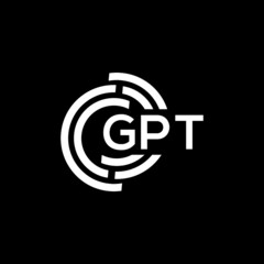 GPT letter logo design on black background. GPT  creative initials letter logo concept. GPT letter design.