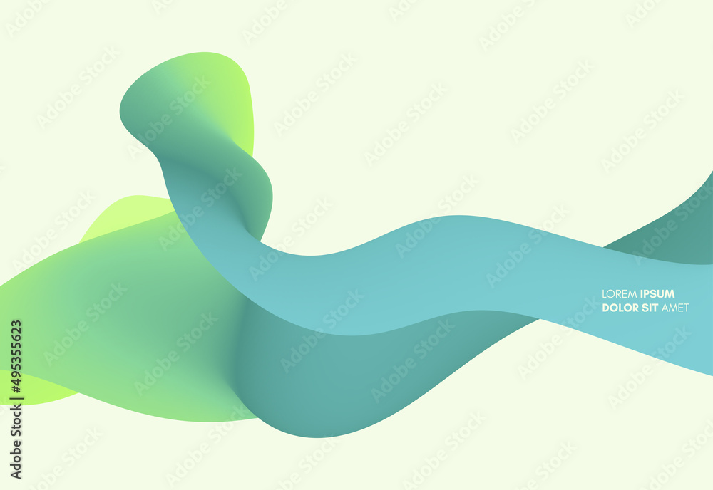 Wall mural 3d abstract wavy background with modern gradient colors. motion sound wave. vector illustration for 