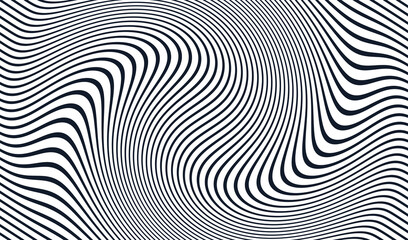 Black and white design. Pattern with optical illusion. Abstract striped background. Vector illustration.