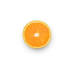 single orange slice isolated on white background