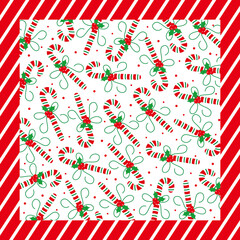 merry christmas card with candy cane pattern
