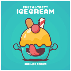 ice cream cartoon. summer drink series vector illustration