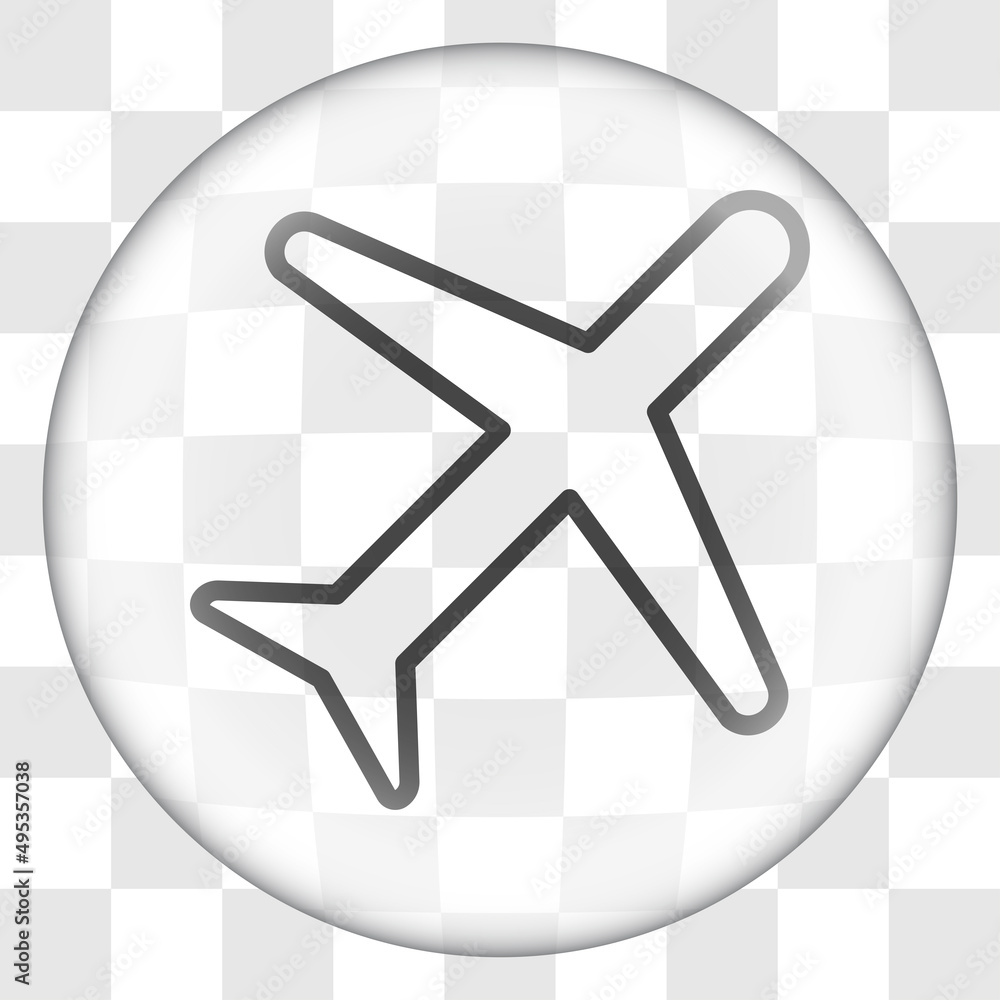 Poster aircraft simple icon vector. flat desing. glass button on transparent grid.ai