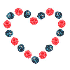 Raspberry and blackberry Heart. Watercolor illustration. Isolated on a white background. For design.