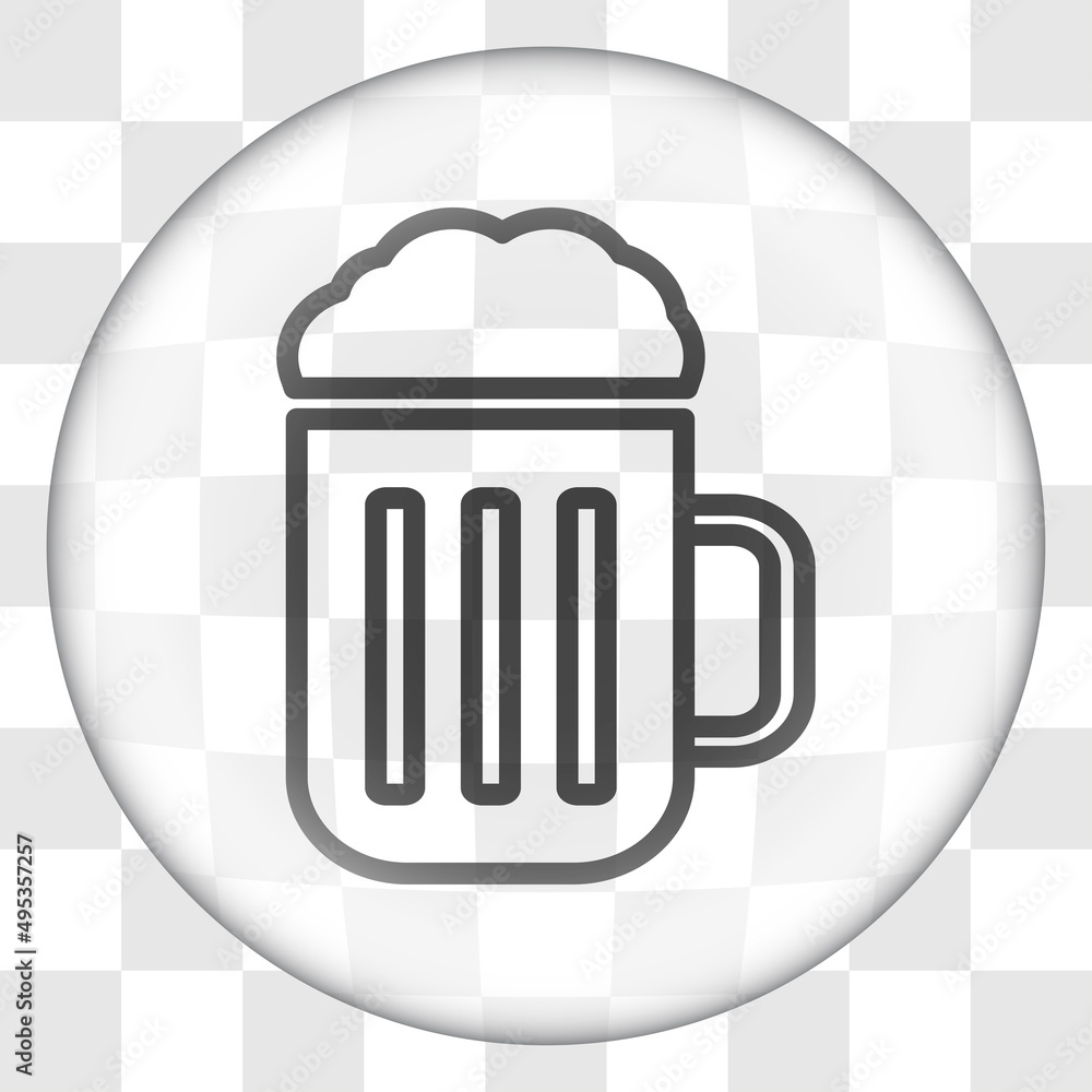 Poster beer simple icon vector. flat desing. glass button on transparent grid.ai