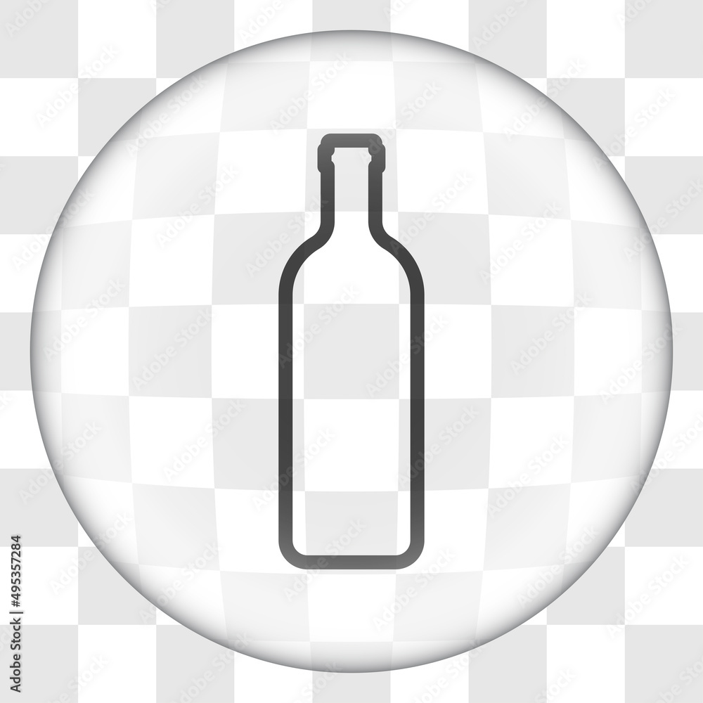 Poster bottle simple icon vector. flat desing. glass button on transparent grid.ai