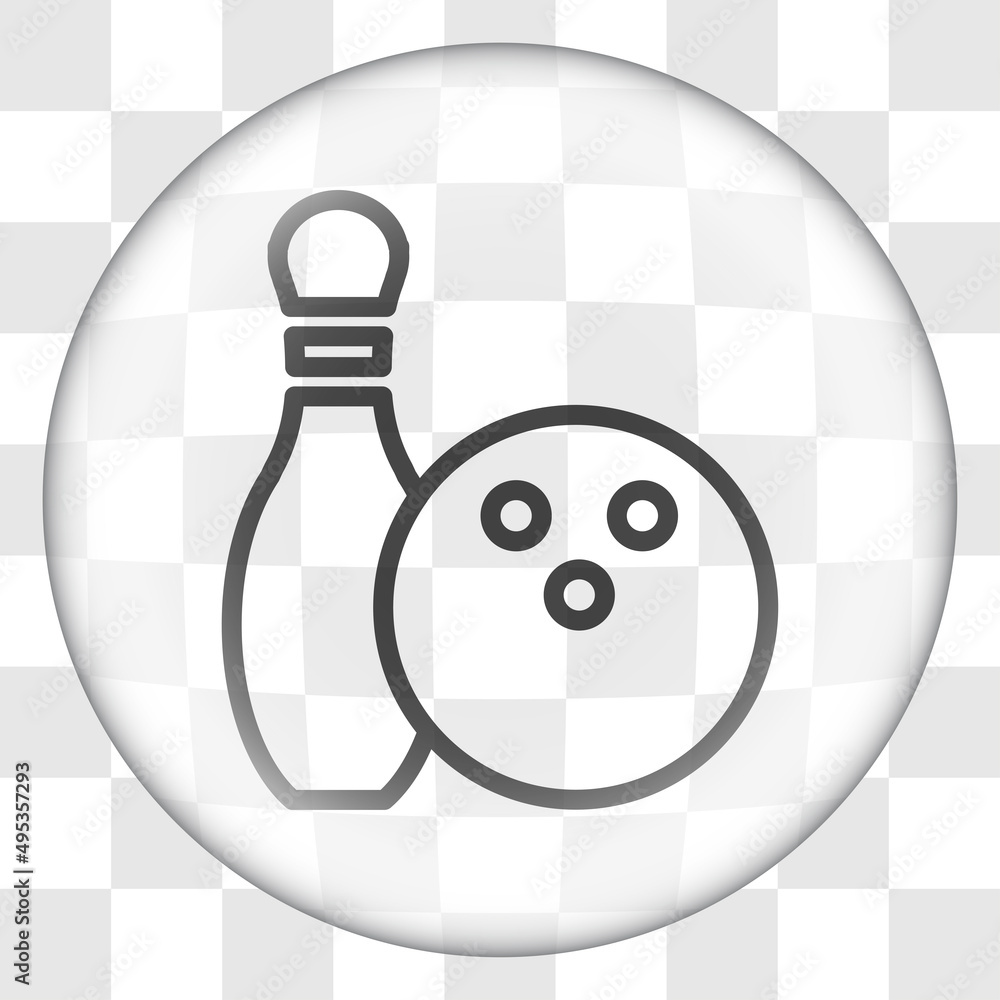 Poster bowling simple icon vector. flat desing. glass button on transparent grid.ai