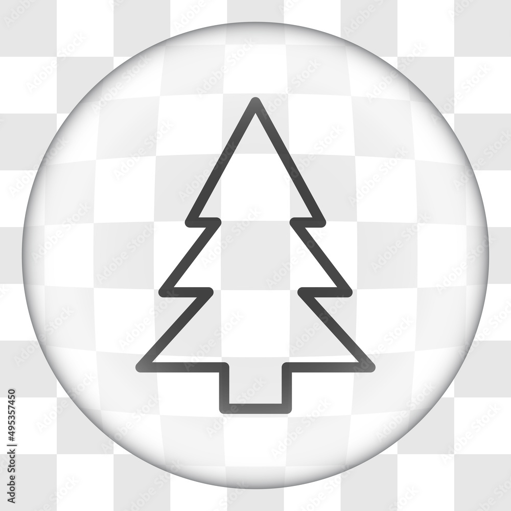 Poster christmas tree simple icon vector. flat desing. glass button on transparent grid.ai