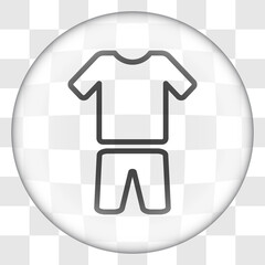 Clothes simple icon, vector. Flat desing. Glass button on transparent grid.ai