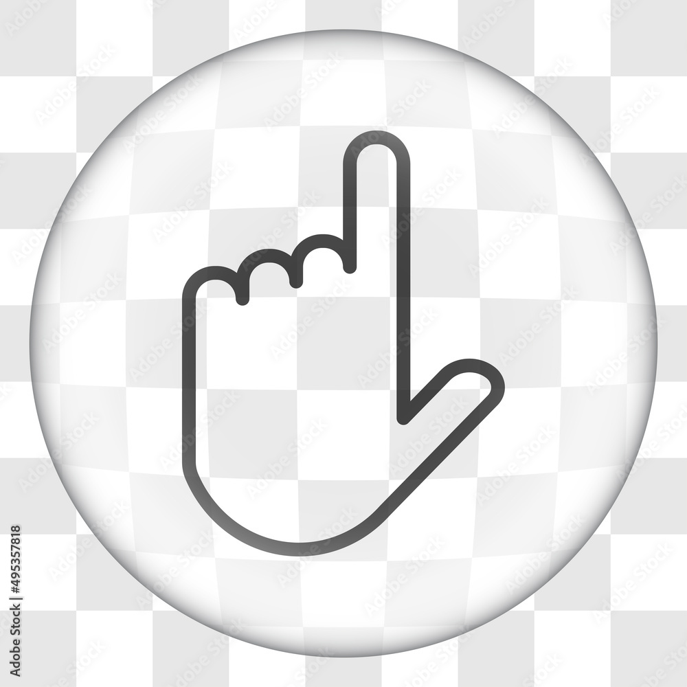 Poster hand vector simple icon. flat desing. glass button on transparent grid.ai