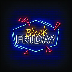 Black Friday Neon Signs Style Text Vector