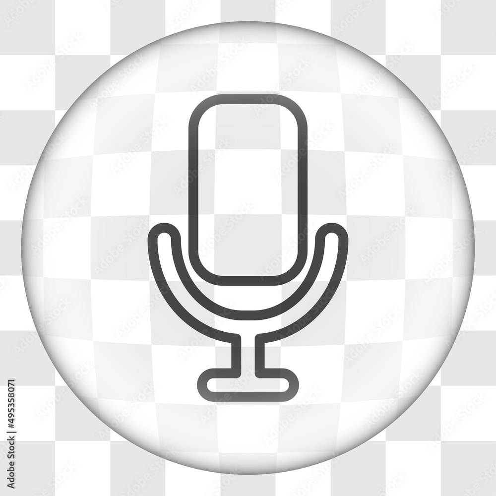 Poster microphone simple icon vector. flat desing. glass button on transparent grid.ai