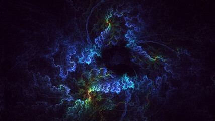 3D rendering abstract multicolor technology fractal light background
