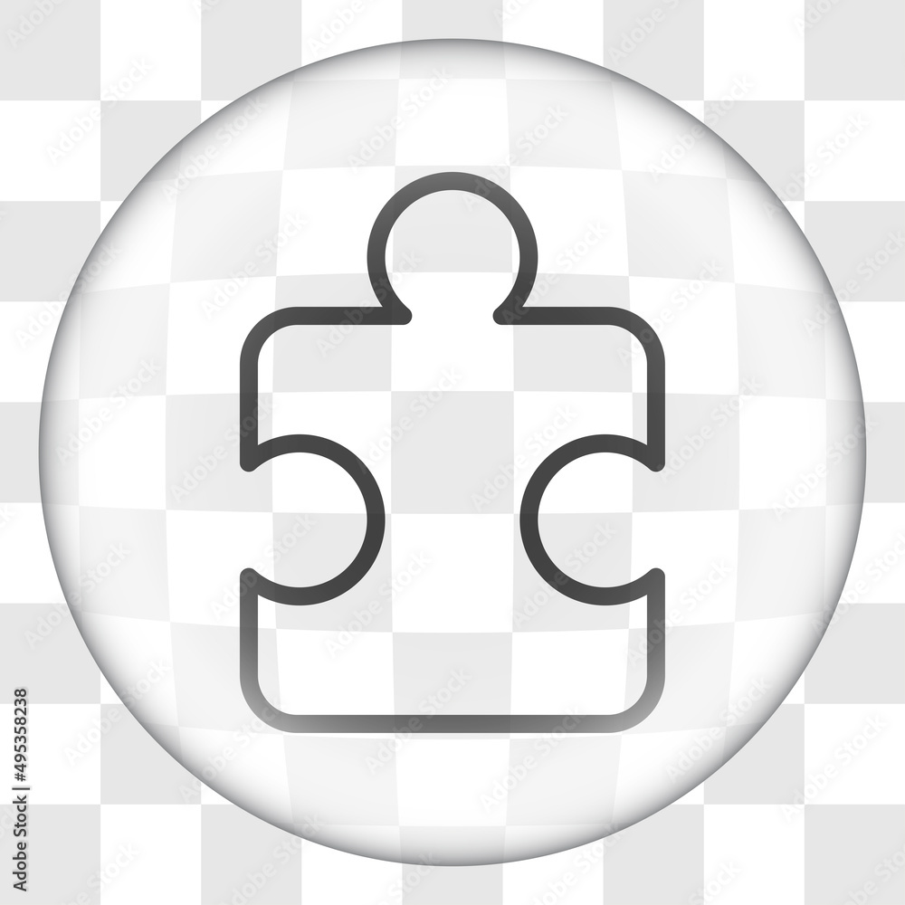 Poster puzzle simple icon vector. flat desing. glass button on transparent grid.ai