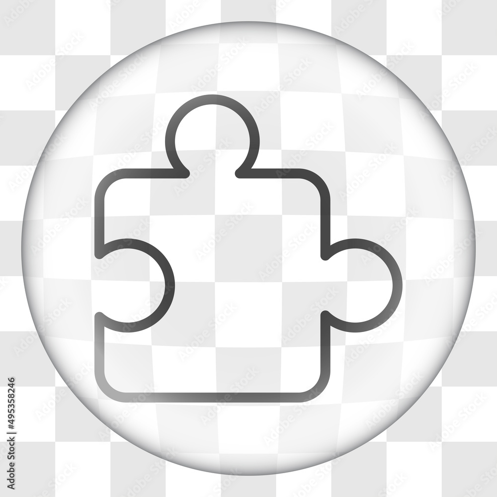 Poster puzzle vector simple icon. flat desing. glass button on transparent grid.ai