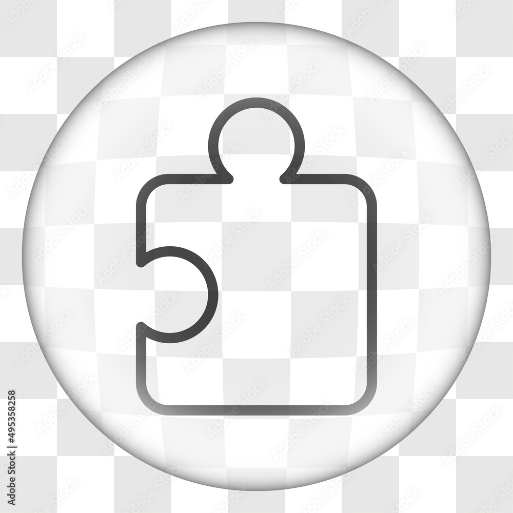 Poster puzzle vector, simple icon. flat desing. glass button on transparent grid.ai