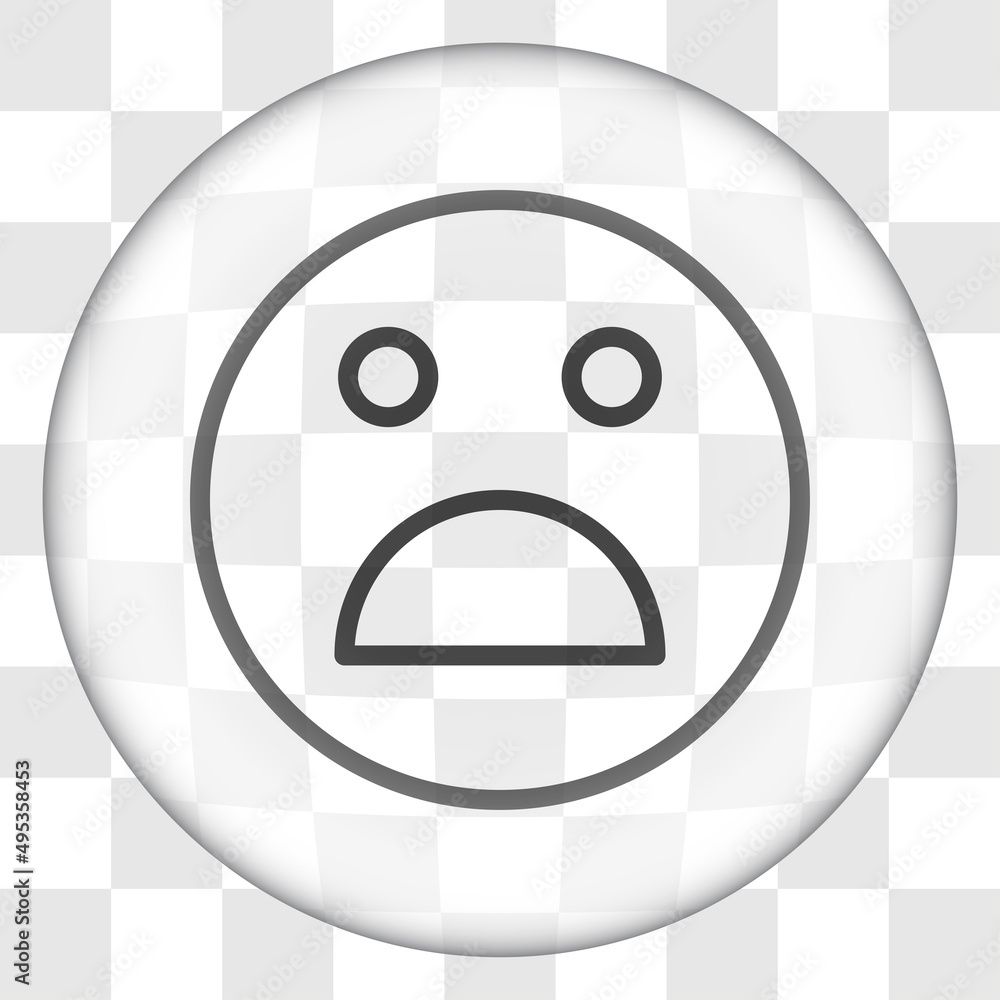 Poster smile vector, simple icon. flat desing. glass button on transparent grid.ai