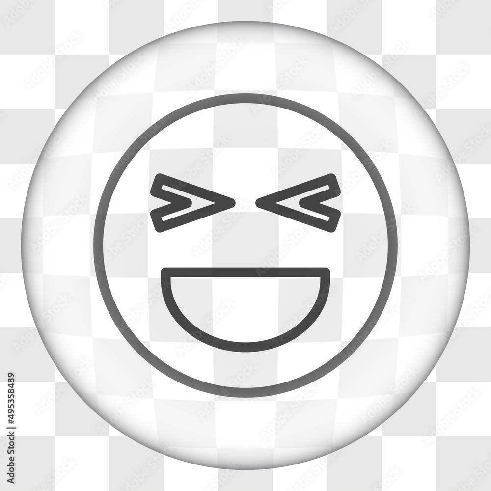 Poster smile simple icon, vector. flat desing. glass button on transparent grid.ai