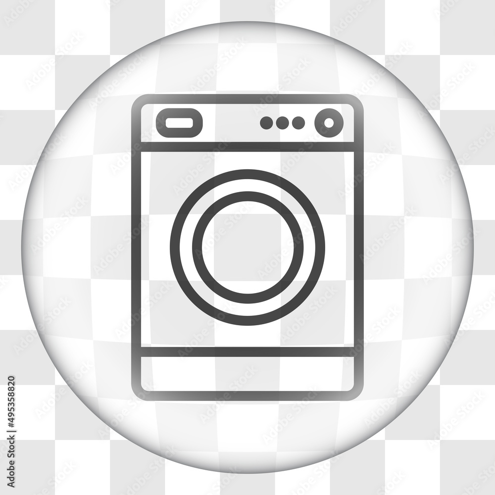 Poster washer simple icon vector. flat desing. glass button on transparent grid.ai