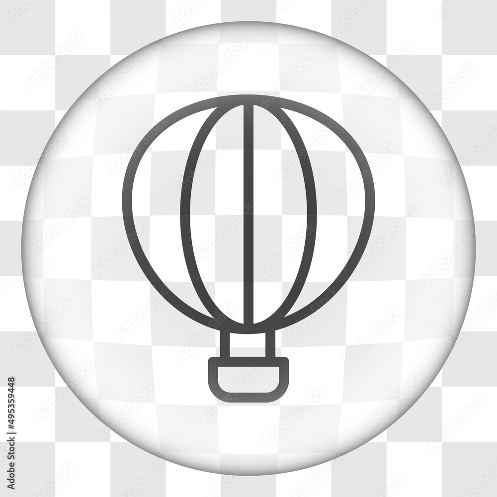Poster aerostat, balloon simple icon vector. flat desing. glass button on transparent grid.ai