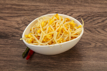 Soy sprout heap in the bowl