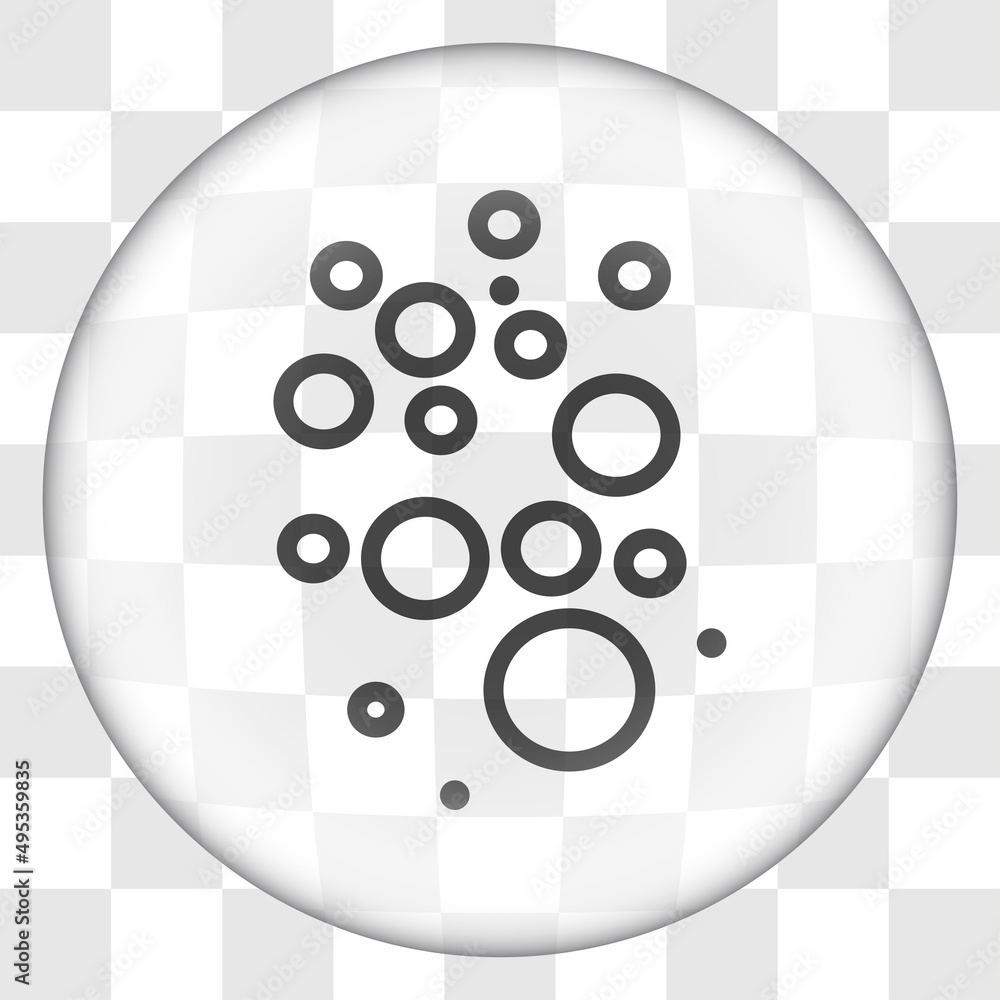 Aufkleber bubbles simple icon. flat desing. glass button on transparent grid.ai