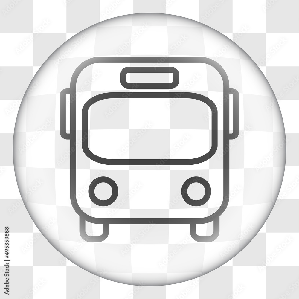 Poster bus simple icon. flat desing. glass button on transparent grid.ai